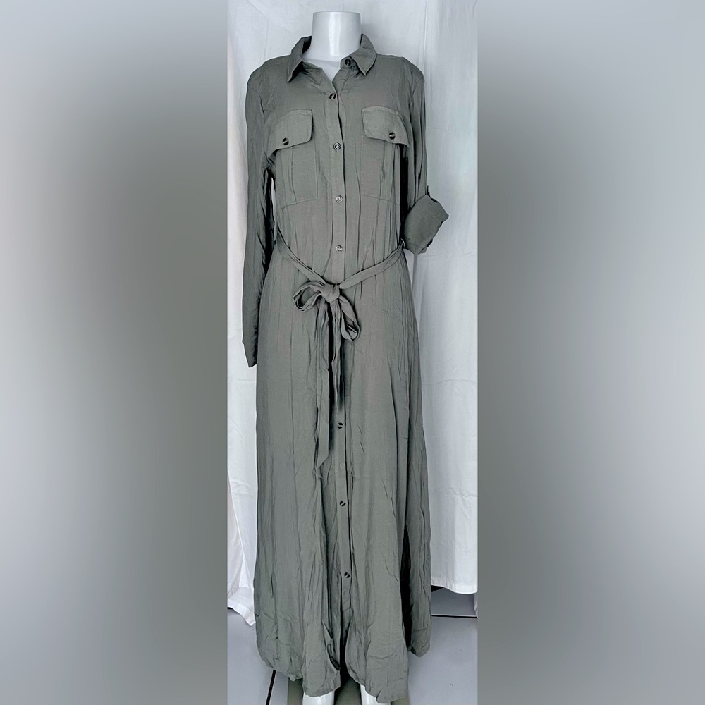 NWT, Sugar Lips Shirt dress, Khaki Green